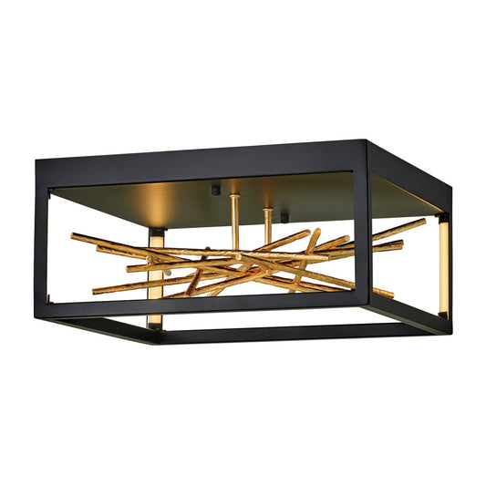 STX Black Metal & Guided Gold Integrated LED Flush Ceiling Light - ID 12611