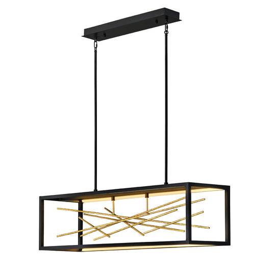 STX Black Metal & Guided Gold Integrated LED Over Table Pendant - ID 12610