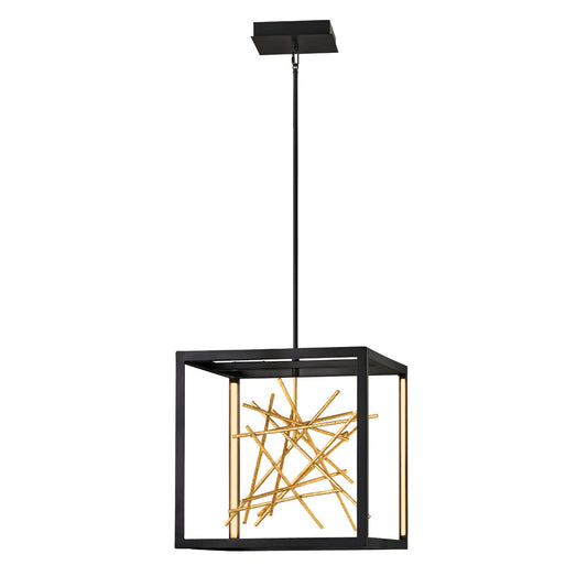 STX Black Metal & Guided Gold Integrated LED Pendant - ID 12609