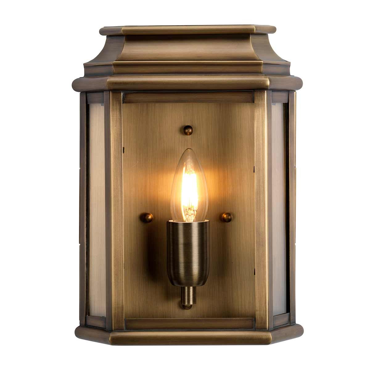 MAR Solid Brass 1 Light Outdoor Wall Lantern in Aged Brass - ID 13382