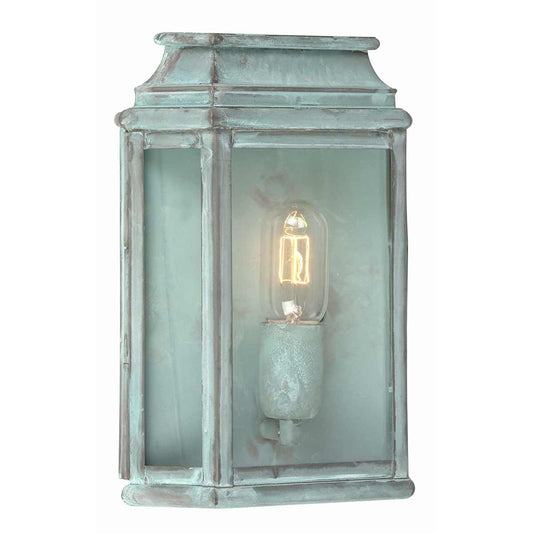 MAR Solid Brass 1 Light Outdoor Wall Lantern in Verdigris - ID 13383