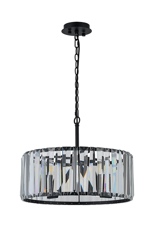 50cm Black Metalwork & Crystal Hoop Chandelier - ID 12497