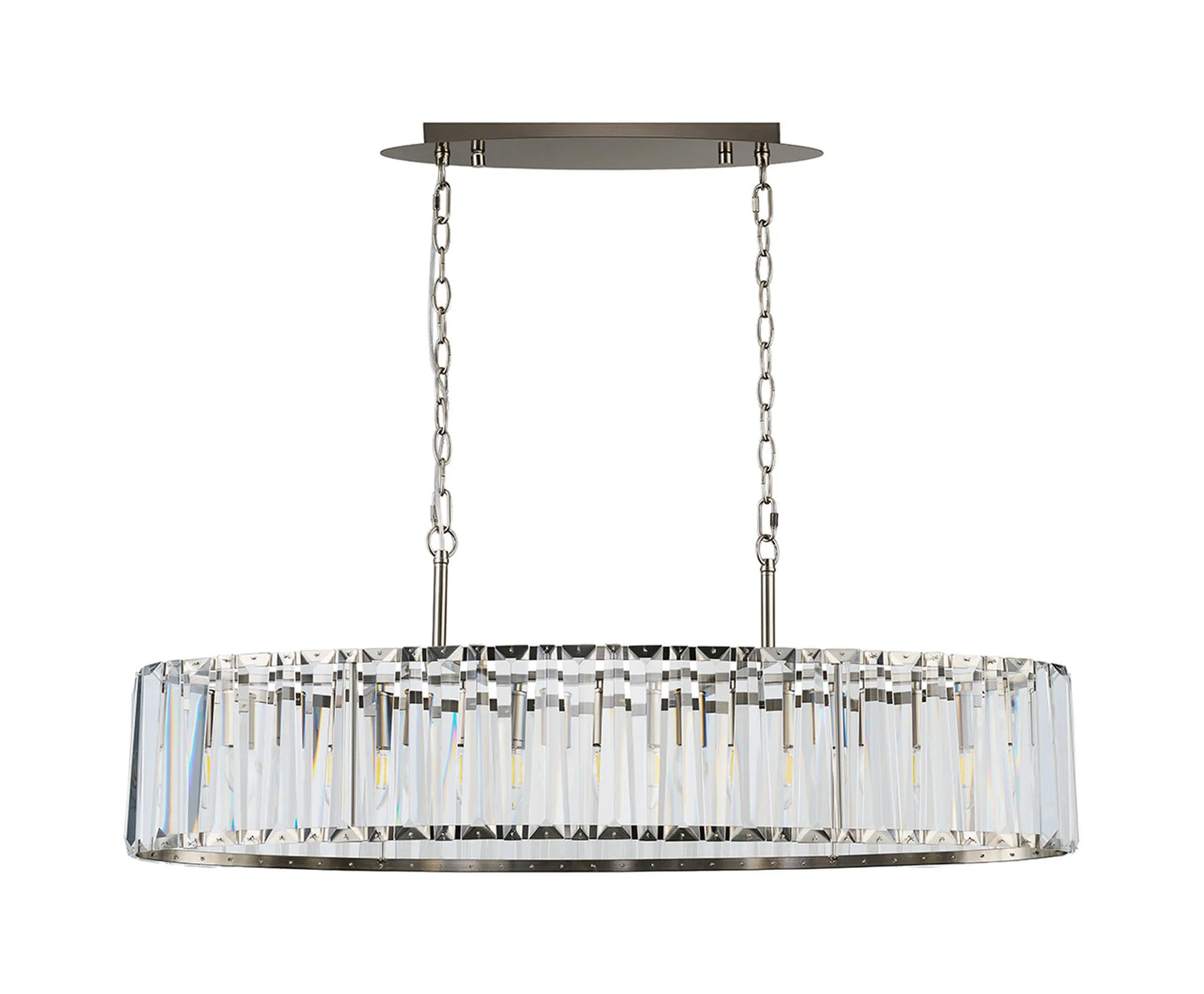 Satin Nickel Metalwork & Crystal Linear Chandelier - ID 12499-V2
