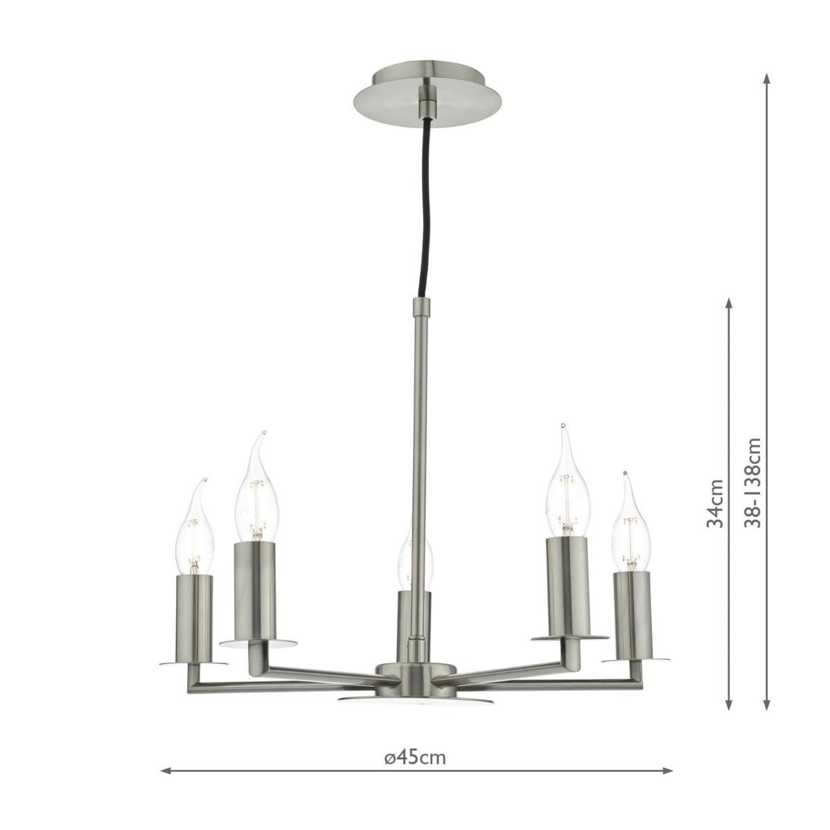 där TYLER 5lt Pendant Satin Nickel Pendant - ID 5784 - EX-DISPLAY