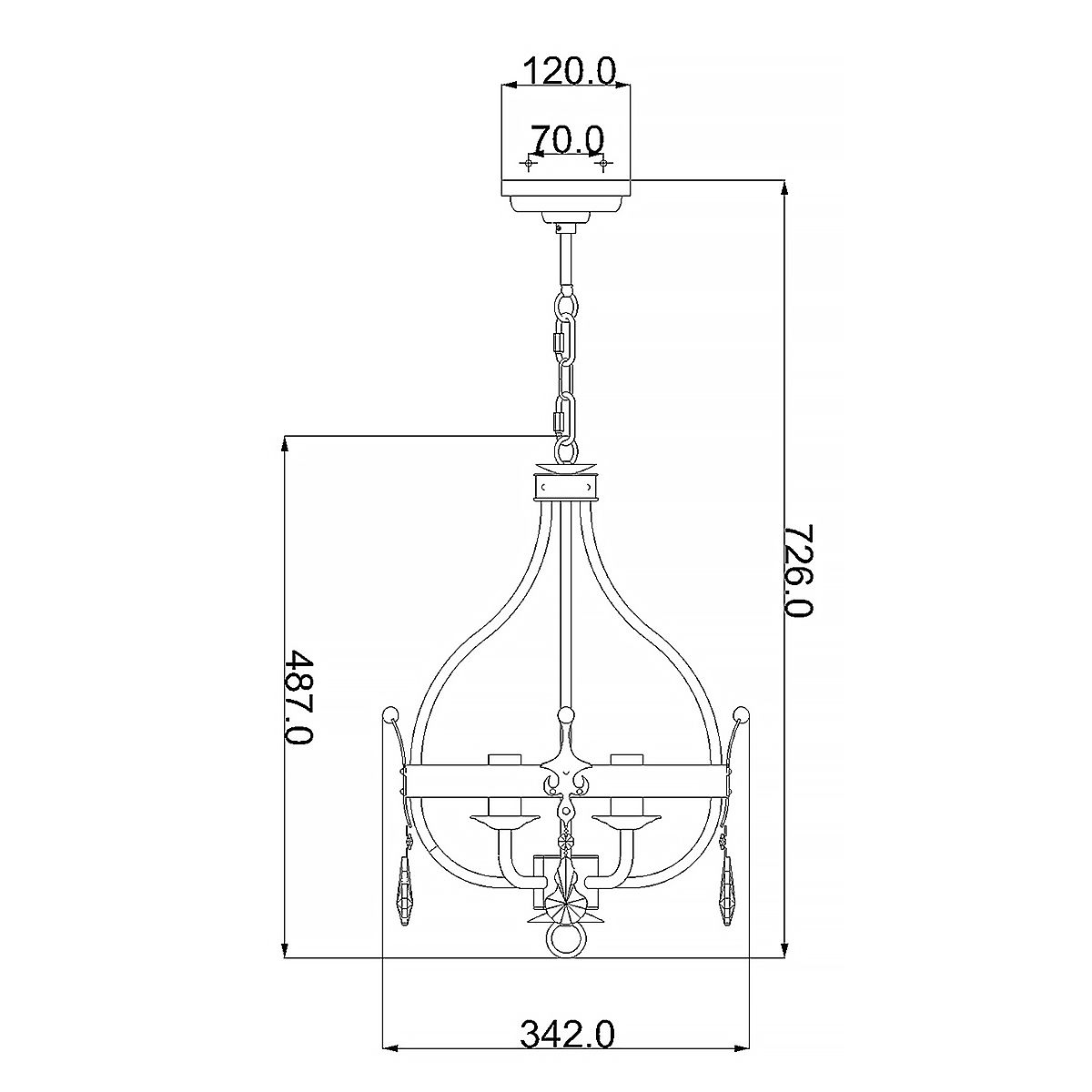 Eton Four Light Gold Patina Chandelier - ID 8439