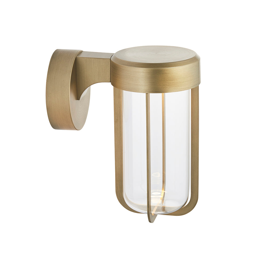 Die Cast IP44 LED Wall Light In Brushed Gold With Clear Glass  - ID 11072 - LOW STOCK, PLEASE CALL