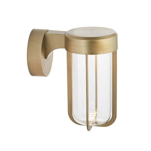 Die Cast IP44 LED Wall Light In Brushed Gold With Clear Glass  - ID 11072