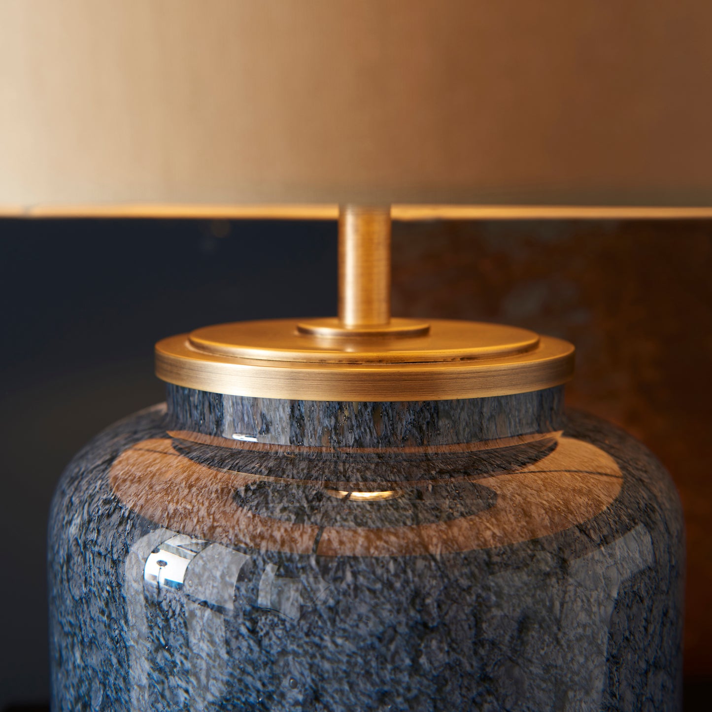 Cobalt glass table light with gold shade - ID 93067