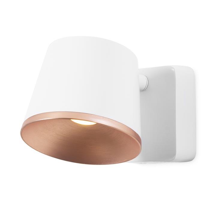 Halkin Modern LED Spotlight In White With Copper Facia - ID 8199