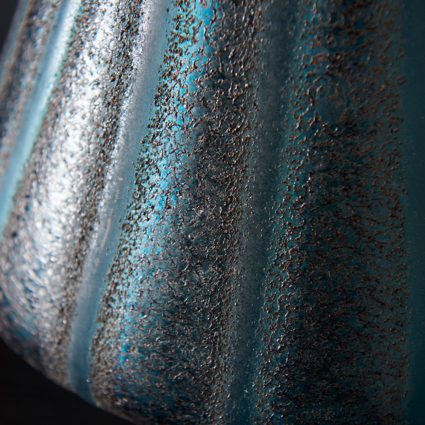 Turquoise Fluted & Textured Blown Glass Table Lamp - ID 11642