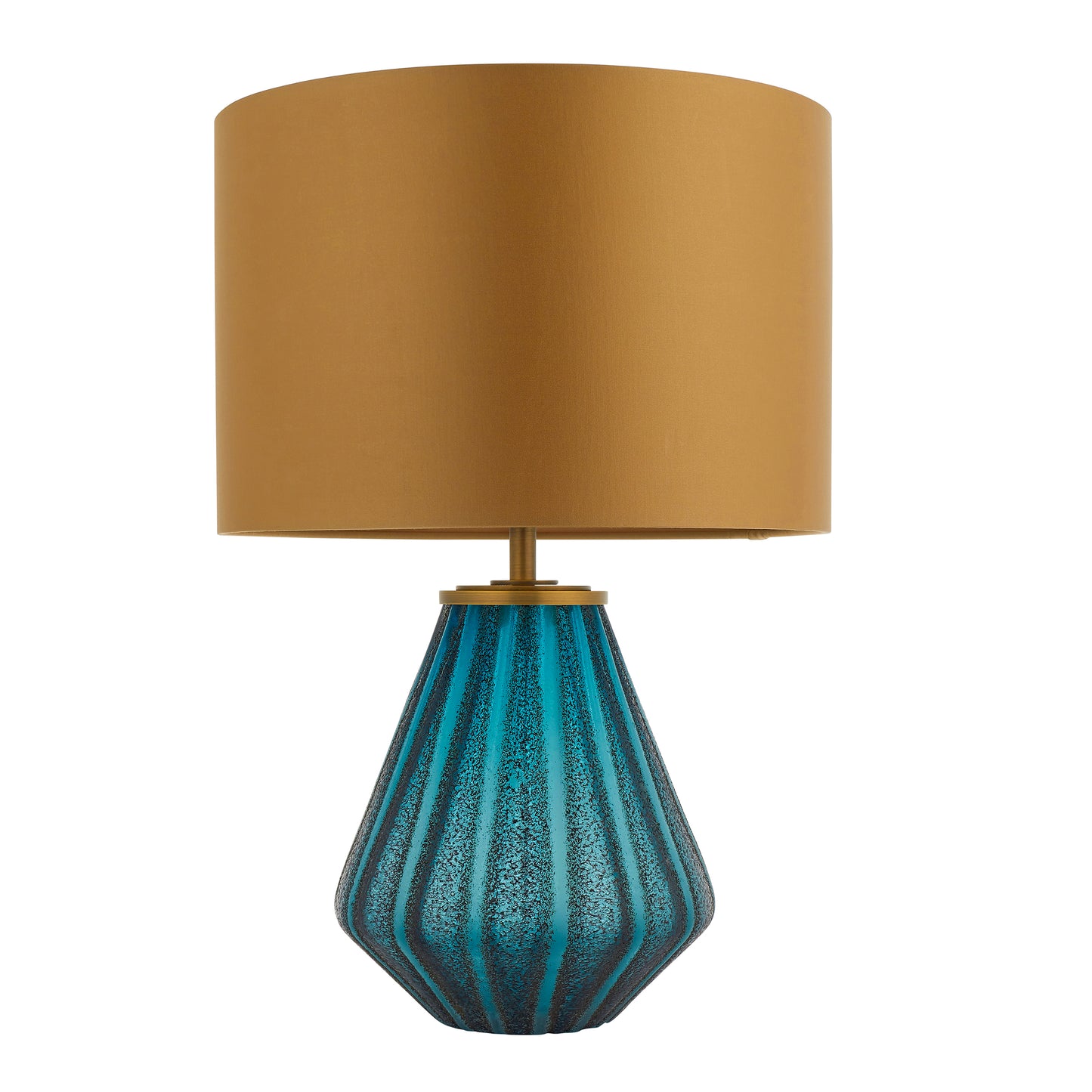 Turquoise Fluted & Textured Blown Glass Table Lamp - ID 11642