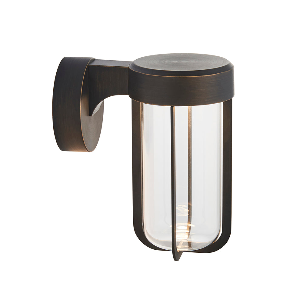 Die Cast IP44 LED Wall Light In Brushed Bronze With Clear Glass  - ID 11077