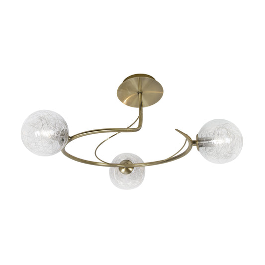 Gurney 3 Lamp Antique Brass Spiral Ceiling Light - ID 6758