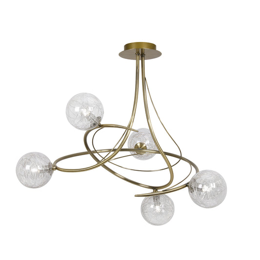 Gurney 5 Lamp Antique Brass Spiral Ceiling Light - ID 6756