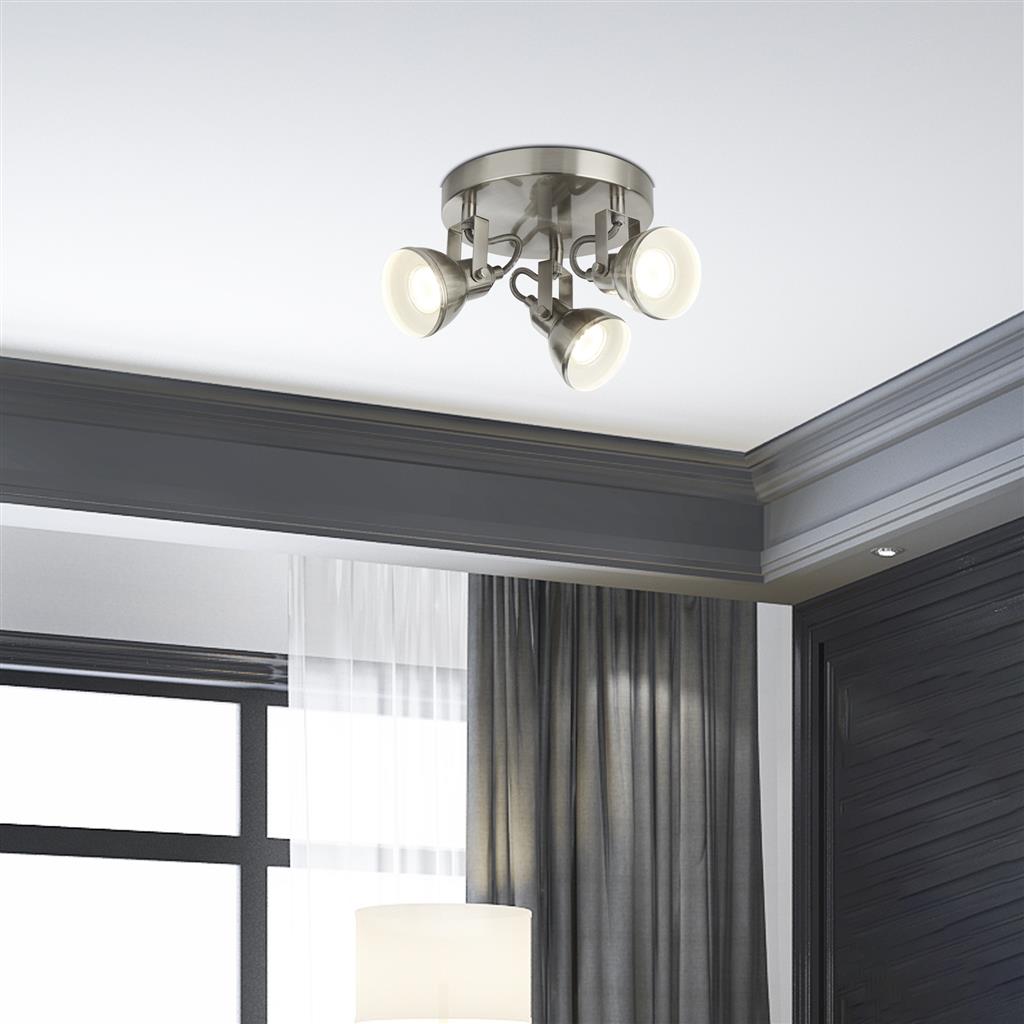 Satin Silver Triple Head Spotlight Cluster - ID 12021