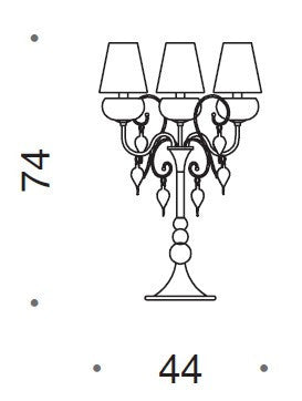 Royal Gala Murano Glass 3 Light Table Lamp