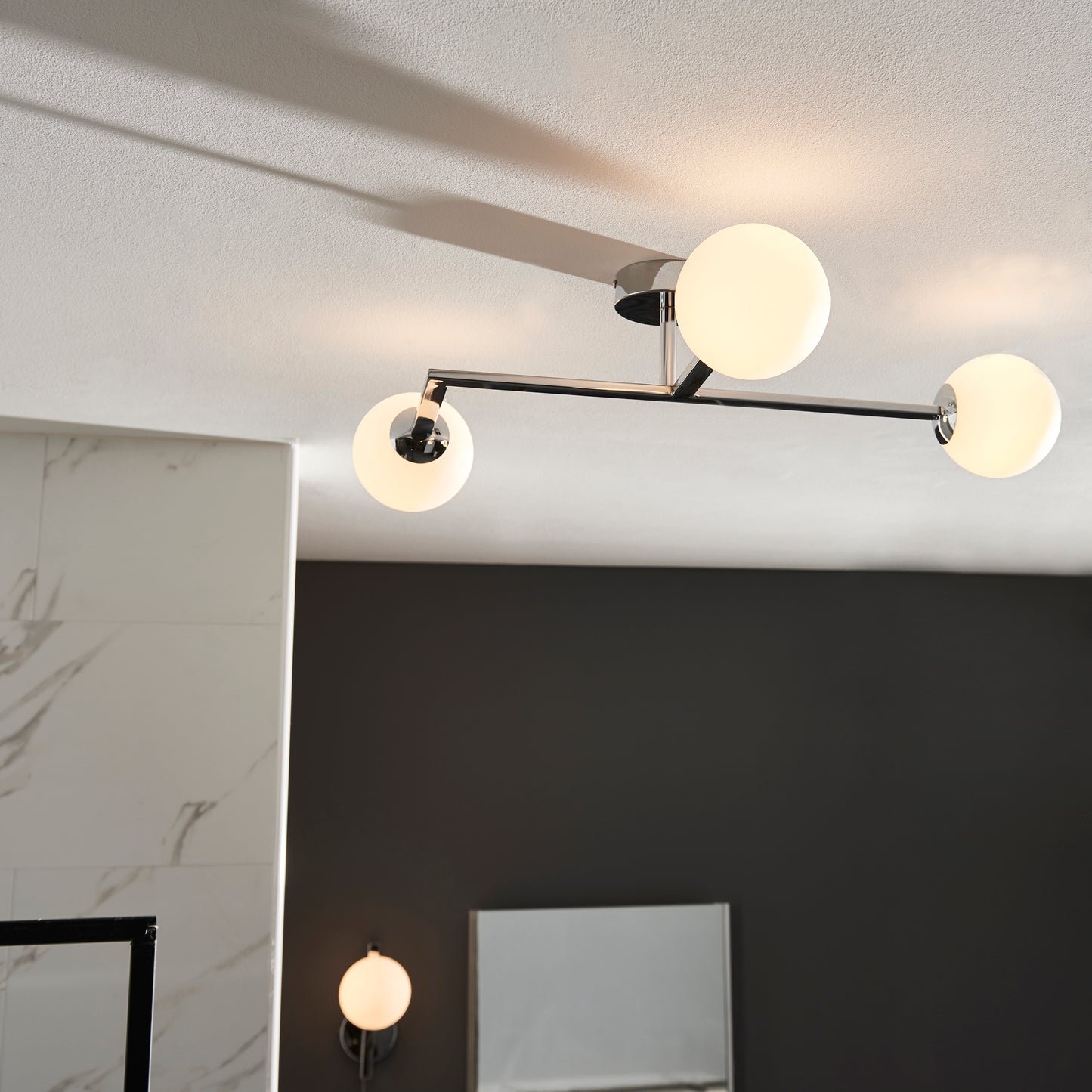 Contemporary Bathroom Chrome Angled Ceiling Light - ID 11675