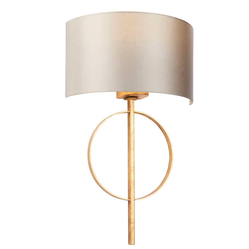 Hoop Detail Wall Light In Gold Leaf With Mink Satin Fabric - ID 11183