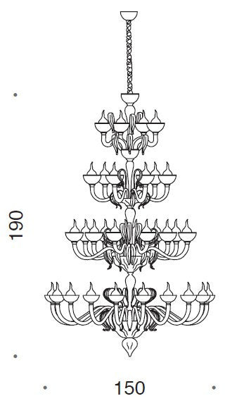 Epoque 4 Tiered Murano Glass Chandelier