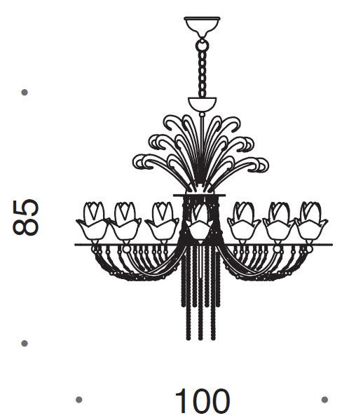 Exotic 9 Light Murano Glass Chandelier