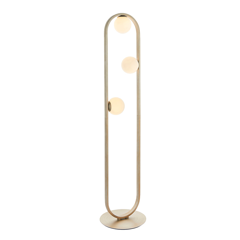 Geometric Brushed Silver & Opal Glass Floor Lamp - ID 11116