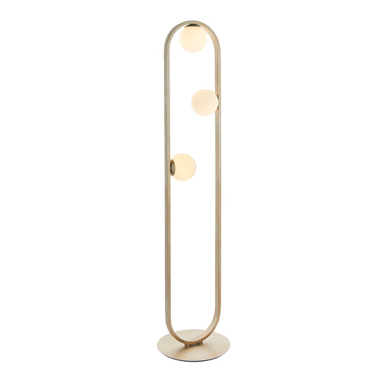 Geometric Brushed Silver & Opal Glass Floor Lamp - ID 11116