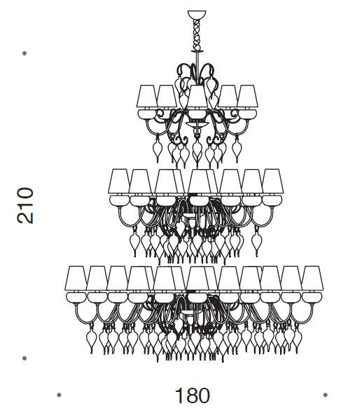 Royal Gala Murano Glass 30 Light Chandelier