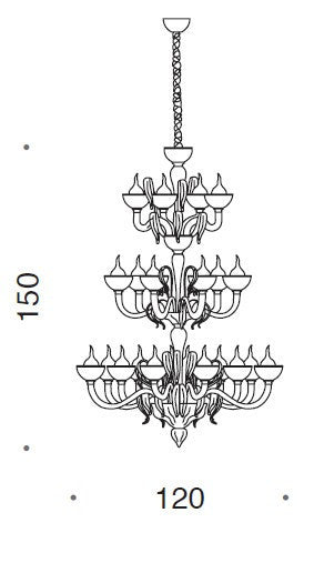 Epoque 3 Tiered Murano Glass Chandelier