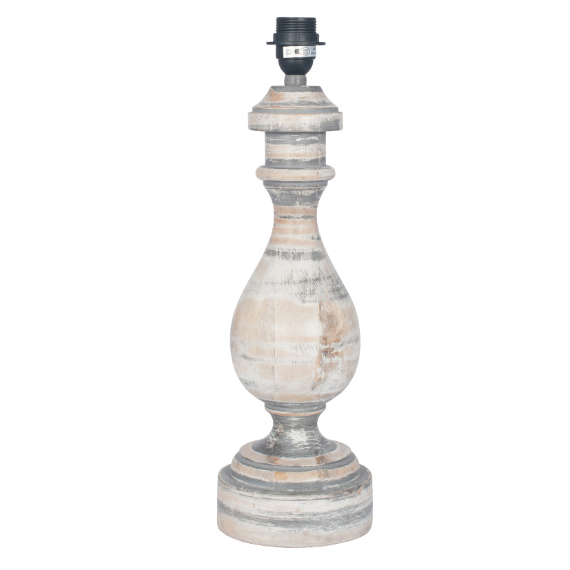 Antique Grey Turned Wood Table Lamp - ID 9840
