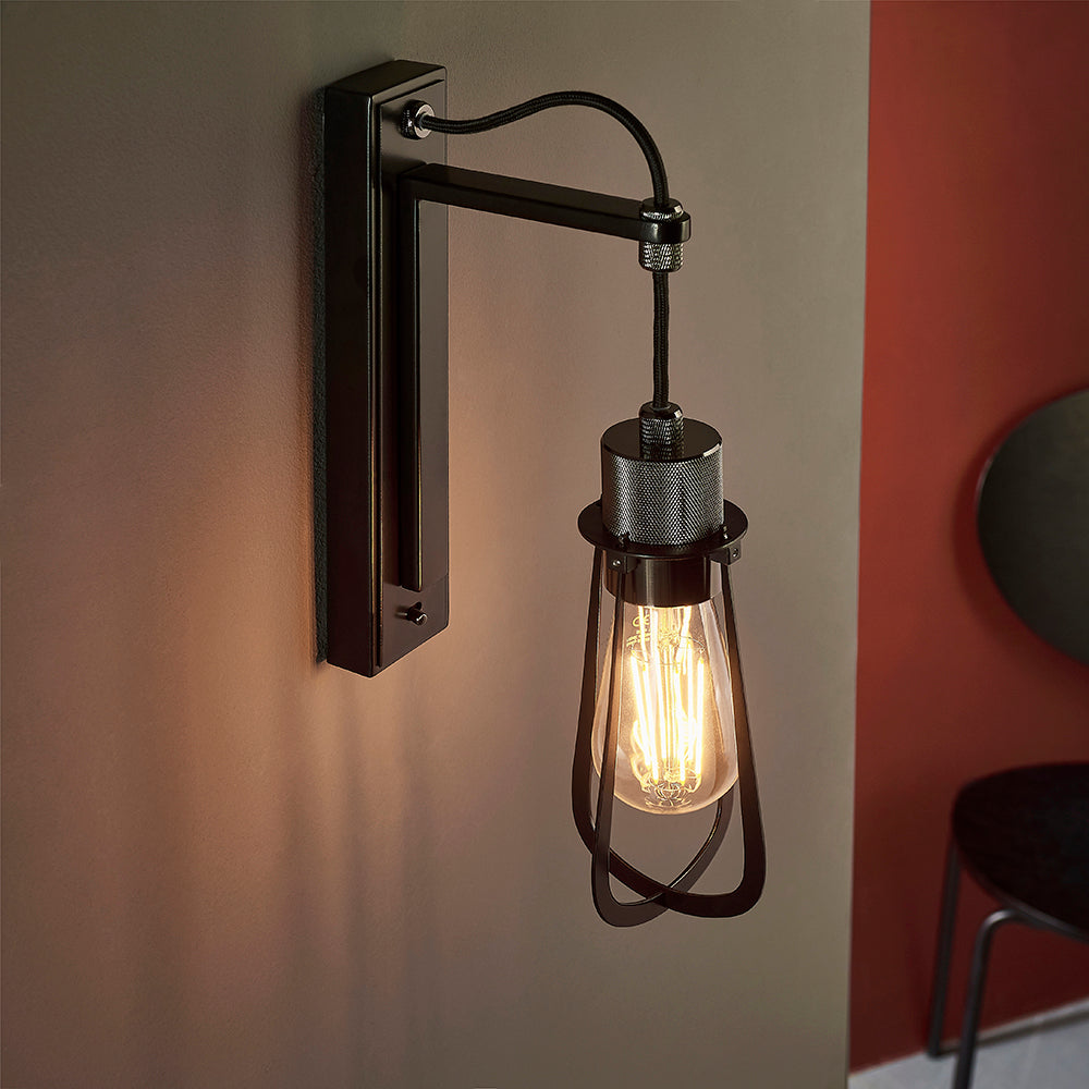 Black Chrome Knurled Wall Light - ID 11003