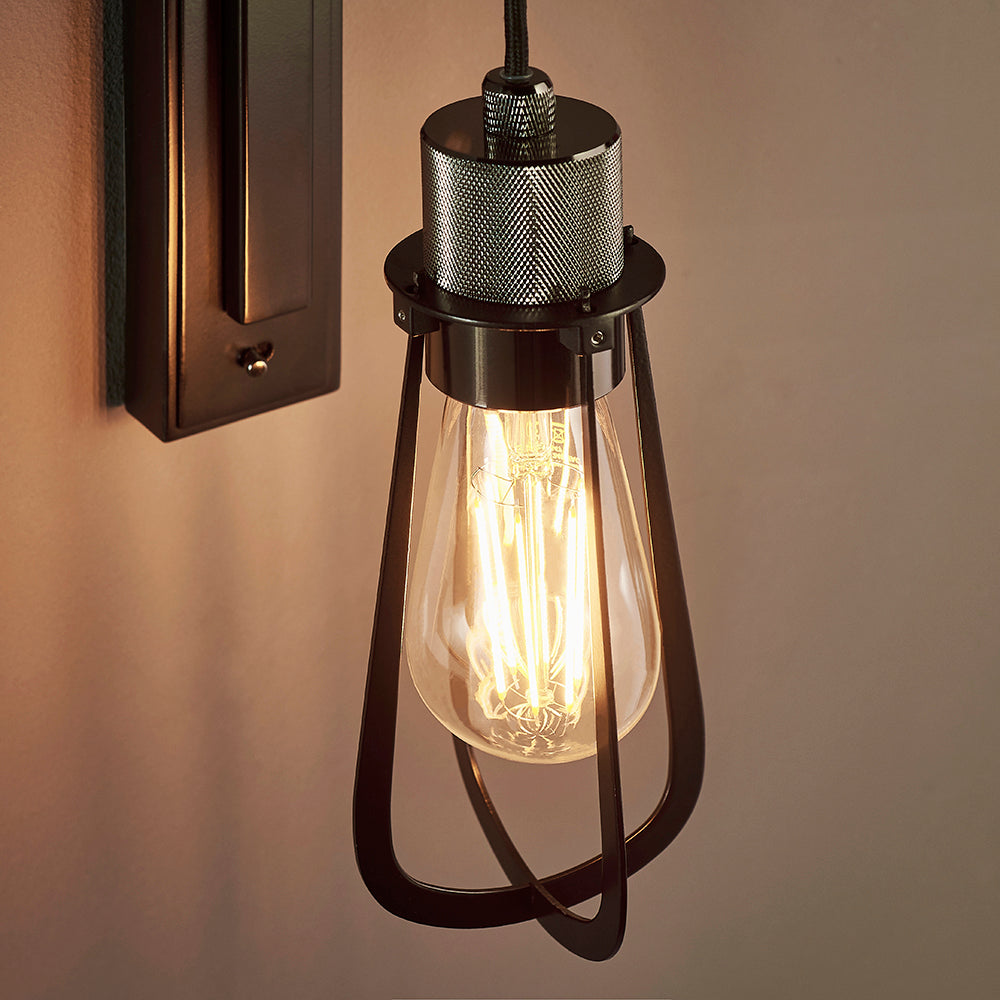 Black Chrome Knurled Wall Light - ID 11003