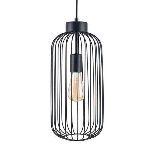 Culbokie Matt Black Metal Long Wire Pendant - ID 9868