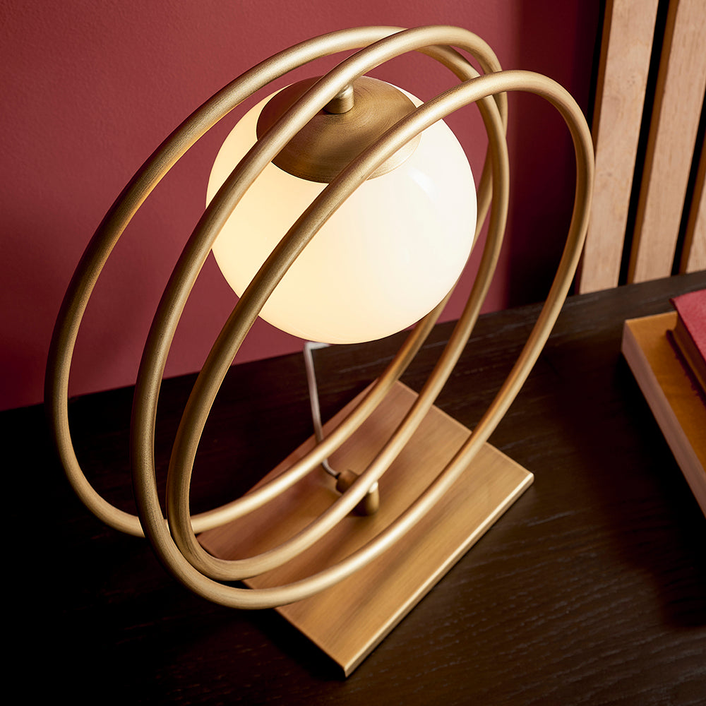 Brushed Gold & Opal Glass Table Lamp - ID 11154