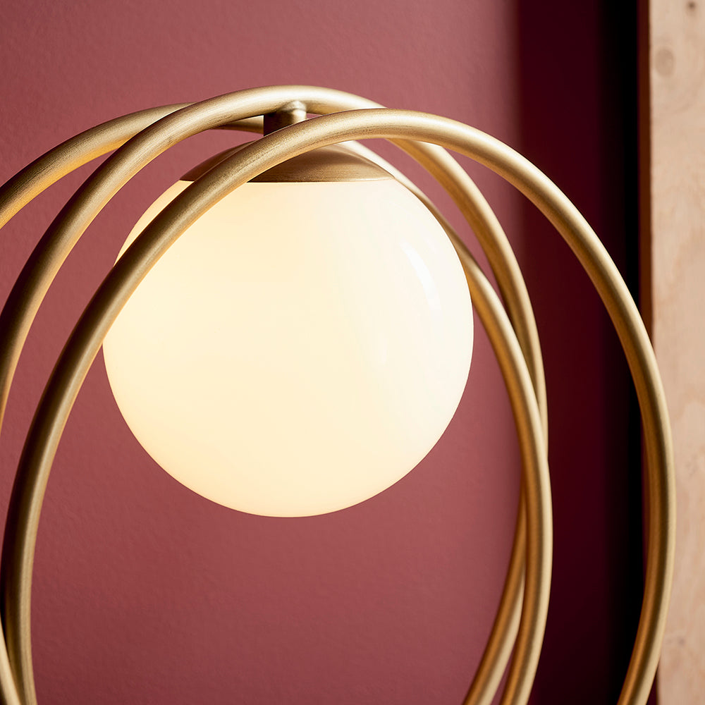 Brushed Gold & Opal Glass Table Lamp - ID 11154