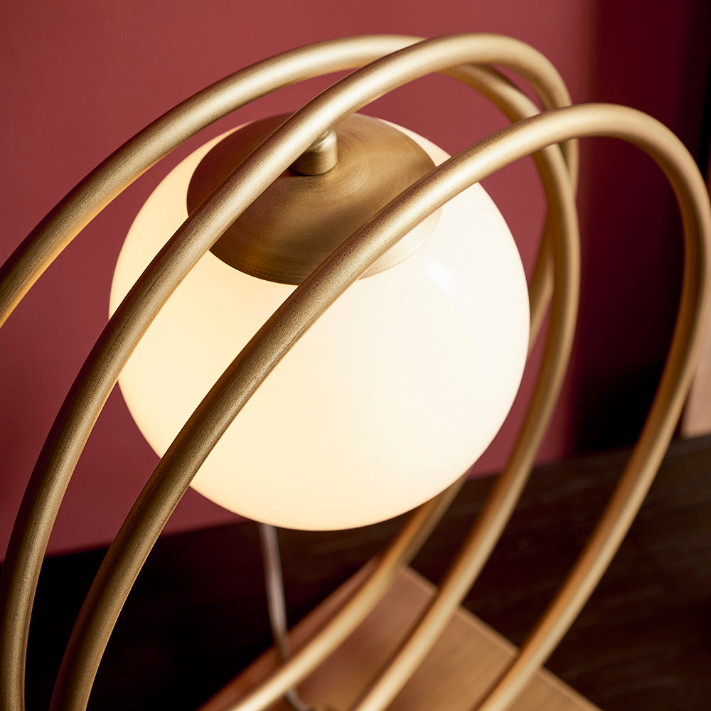 Brushed Gold & Opal Glass Table Lamp - ID 11154