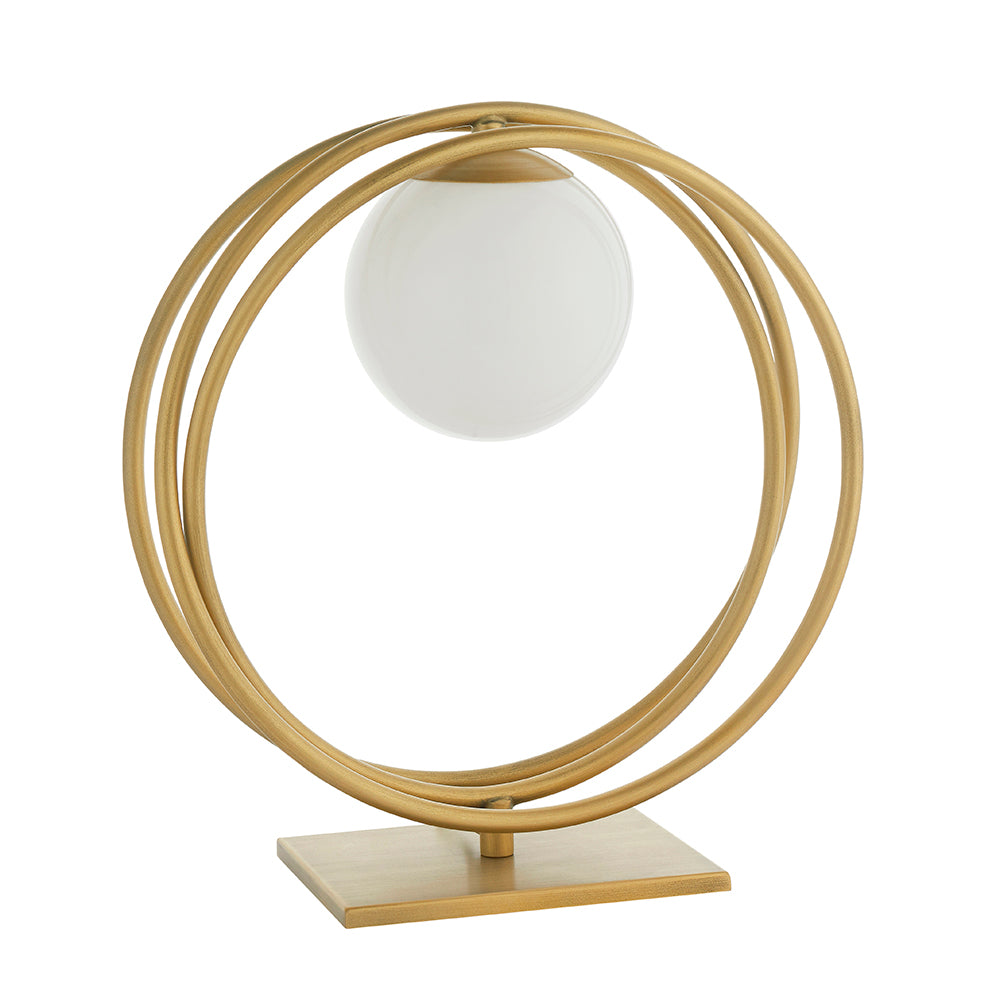 Brushed Gold & Opal Glass Table Lamp - ID 11154