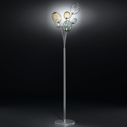 Ballon Bespoke Italian Flowing 5 Lamp Floor Light with Blown Glass - Colour Options
