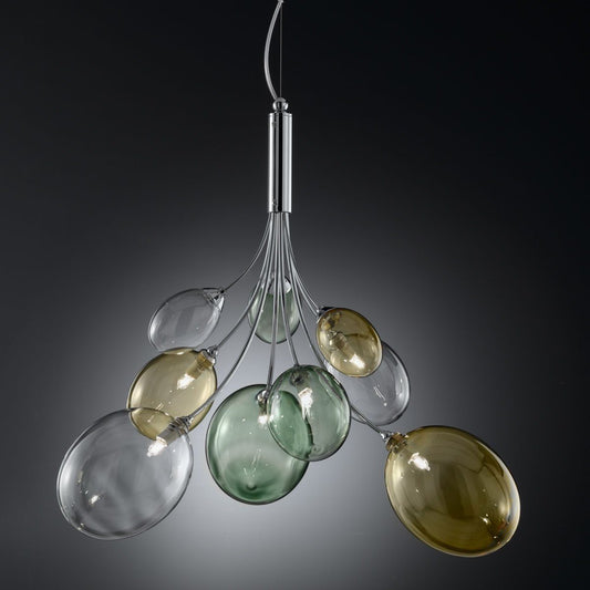 Ballon Bespoke Italian Flowing 6 Lamp Suspension with Blown Glass - Colour Options
