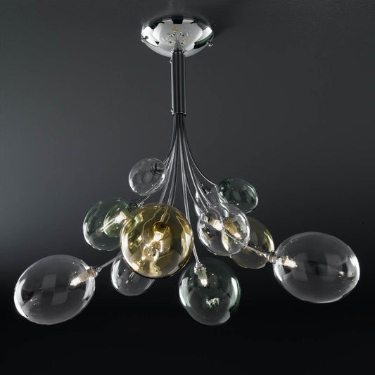Ballon Bespoke Italian Flowing 8 Lamp Semi-Flush with Blown Glass - Colour Options