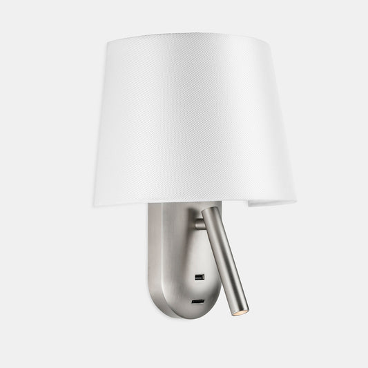 SCR Satin Nickel & White Diffuser Wall Light With USB Device Charge - ID 10749