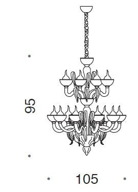 Epoque 2 Tiered Murano Glass Chandelier