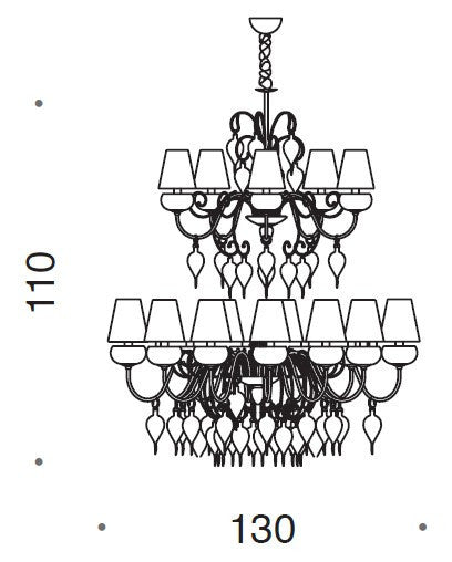 Royal Gala Murano Glass 15 Light Chandelier