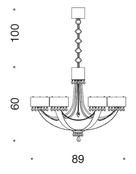 Crystal Blade 6 Light Murano Glass Chandelier