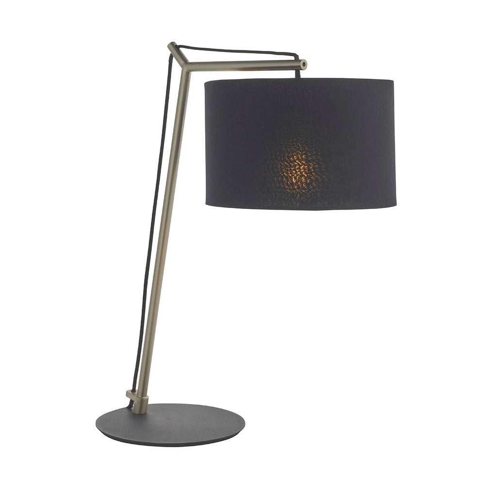 Leaning Matt Nickel Table Lamp with Black Shade - ID  11037