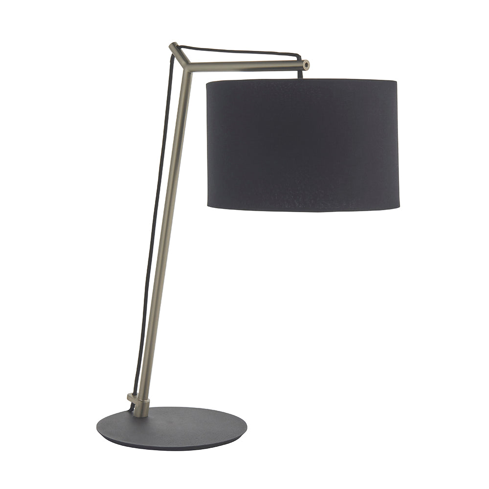 Leaning Matt Nickel Table Lamp with Black Shade - ID  11037