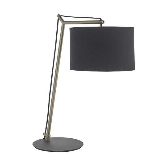 Leaning Matt Nickel Table Lamp with Black Shade - ID  11037
