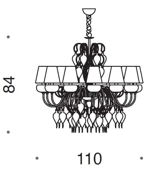 Royal Gala Murano Glass 12 Light Chandelier