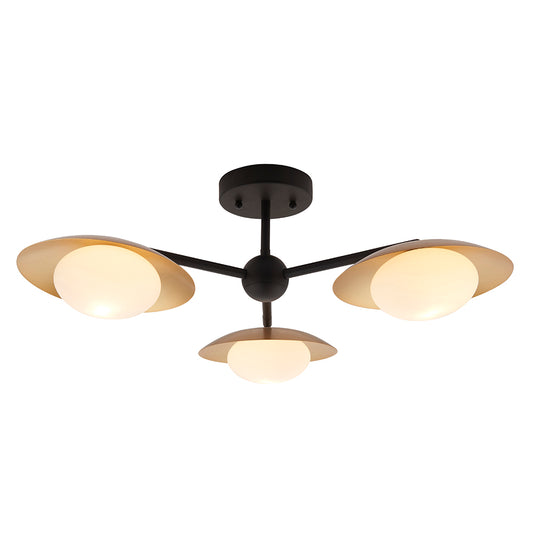 Opal Pebble Three Lamp Semi-Flush Ceiling Light - ID 11016