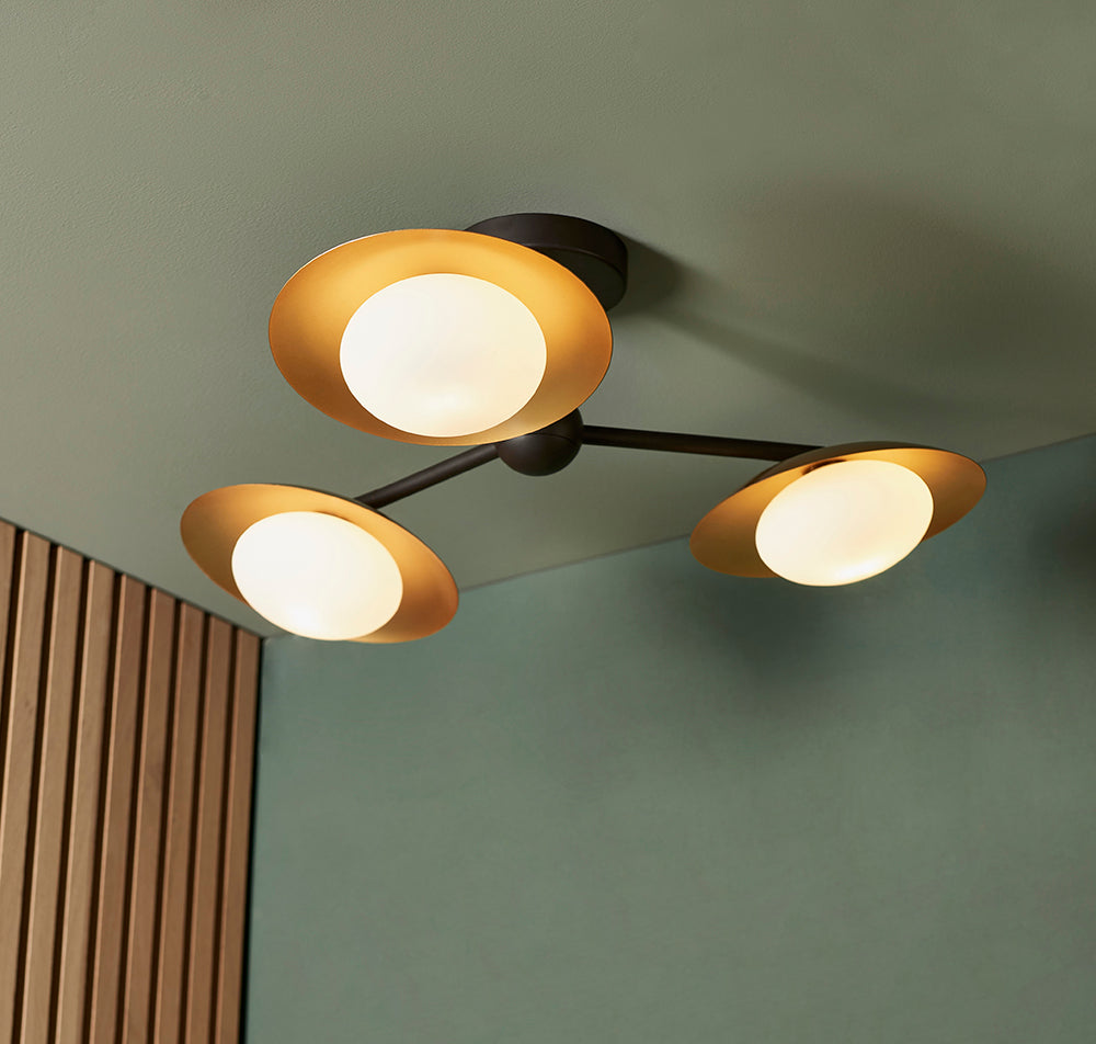 Opal Pebble Three Lamp Semi-Flush Ceiling Light - ID 11016