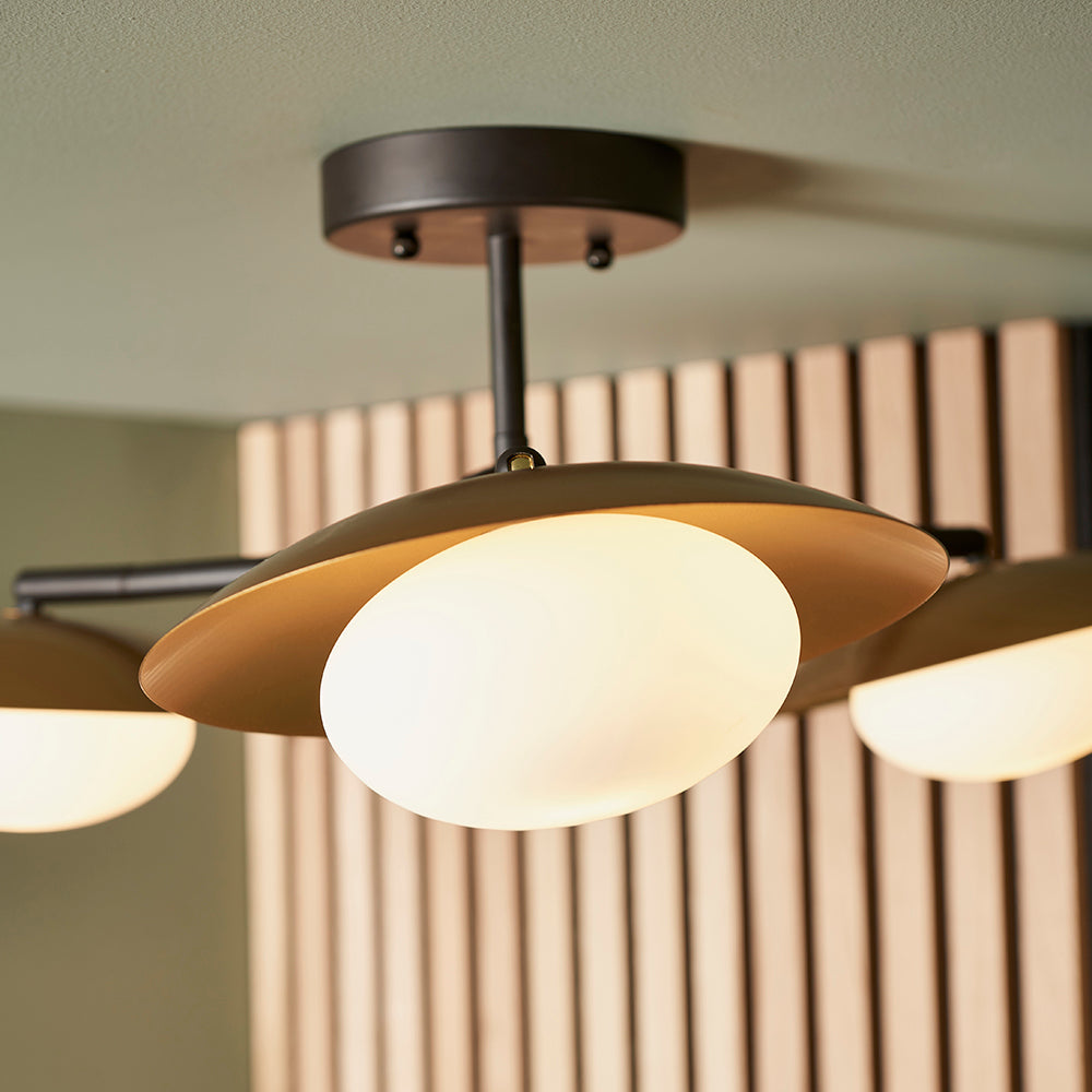 Opal Pebble Three Lamp Semi-Flush Ceiling Light - ID 11016